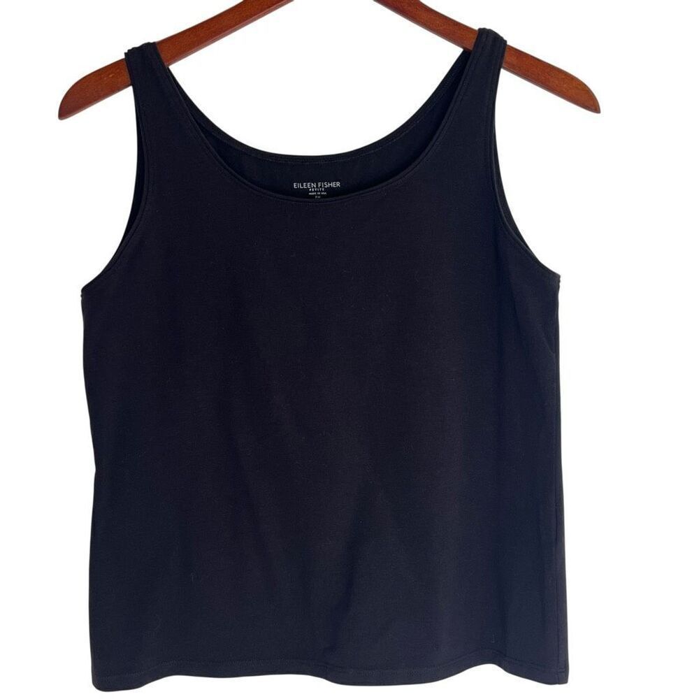 Eileen Fisher Womens Organic Cotton Stretch Scoop Neck Tank Top Dark Brown Sz PM